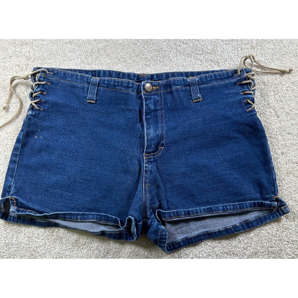 Mudd Jeans‎ Size 13 Y2K Vintage Tie Side Closures Boho Hippie Tendy Denim Shorts
